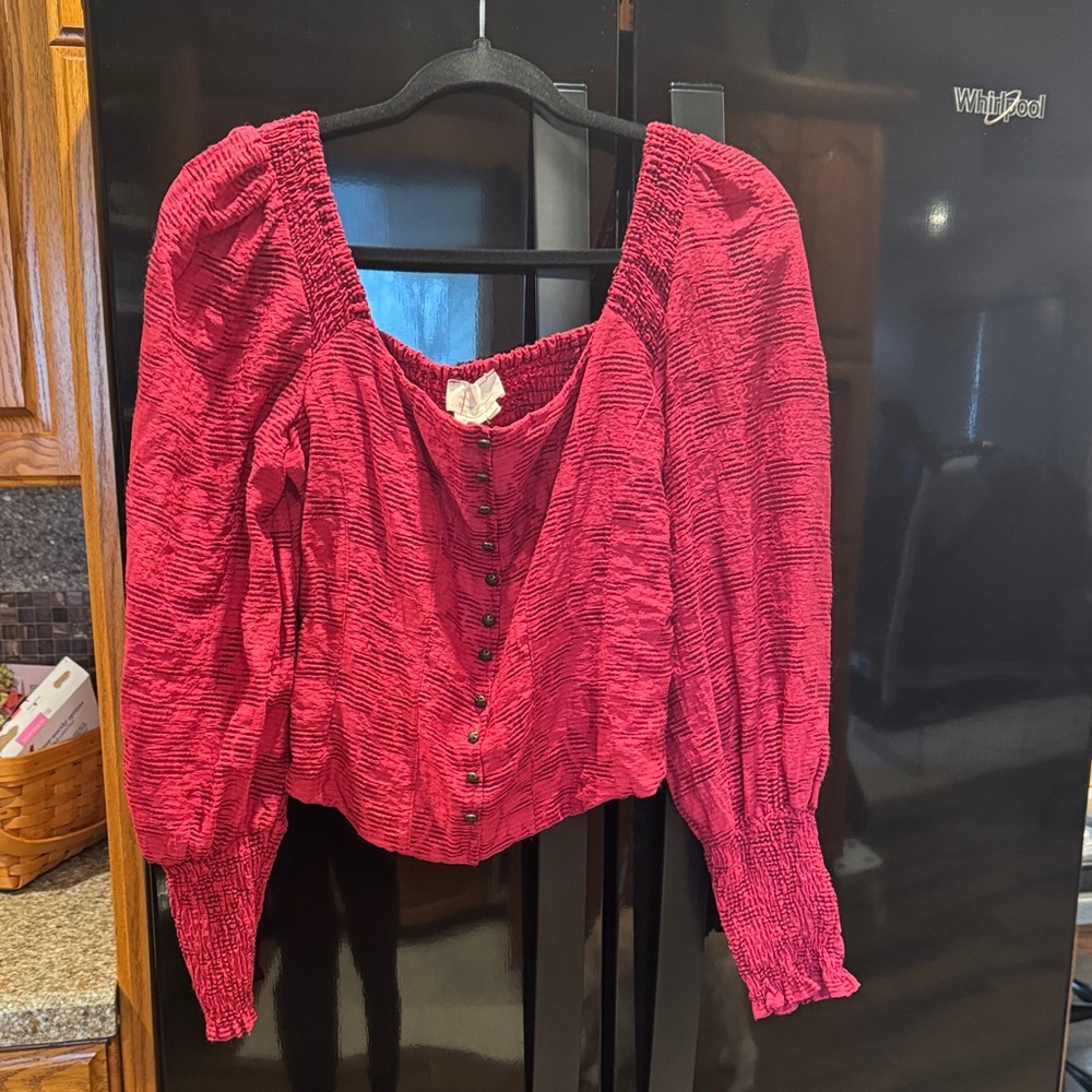 Anthropologie Smocked Blouse with Buttons